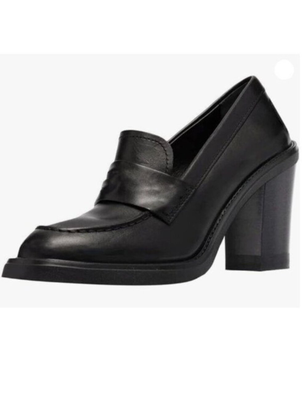 YDN Women Chunky High Heels Round Toe Oxford Loafer Shoes Black